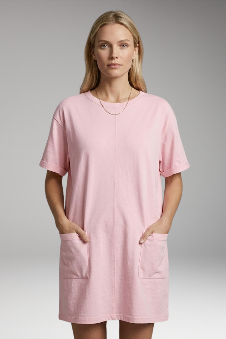 Women's Oversized T-Shirt Dress with Side Pockets