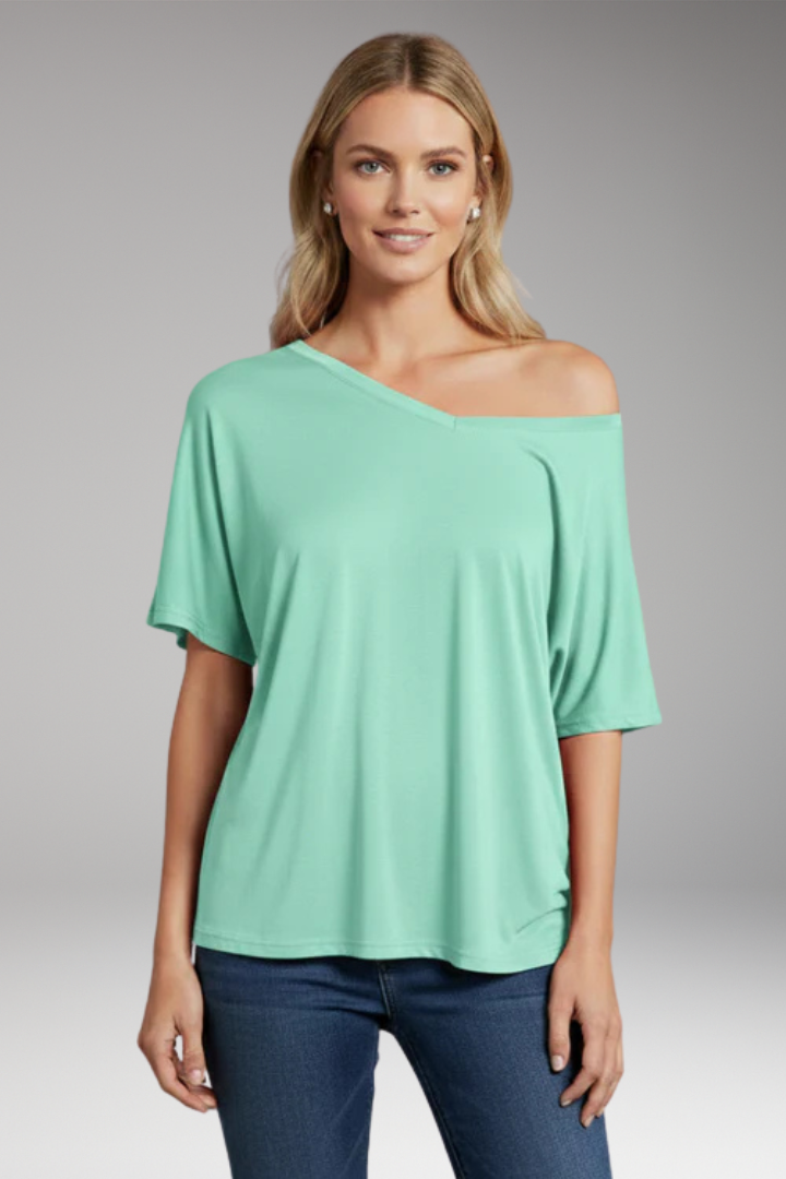 Women's Oversized T'Shirt with Asymmetric Off'Shoulder Design