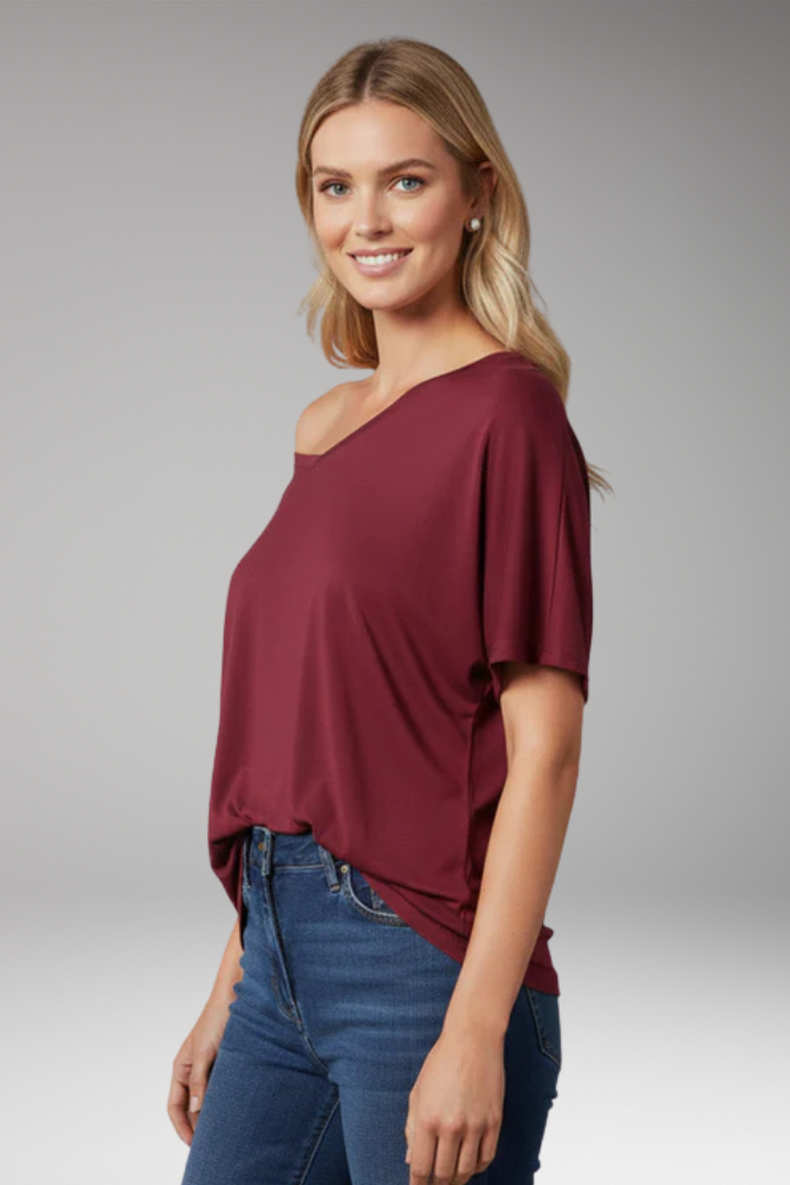 Women's Oversized T'Shirt with Asymmetric Off'Shoulder Design