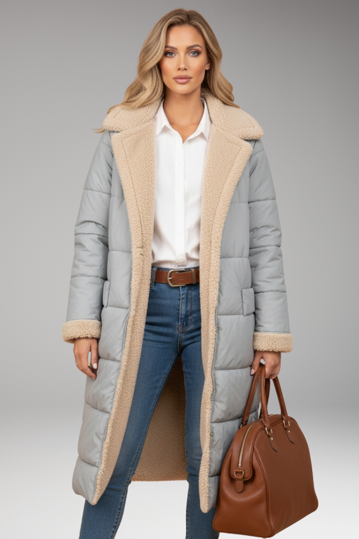 Women’s Padded Coat with Hood and Reversible Design