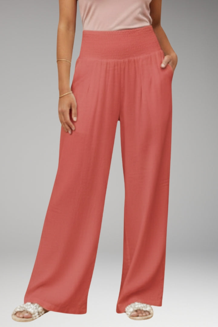Women's Palazzo Trousers with Wide-Leg Design and Elasticated Waistband