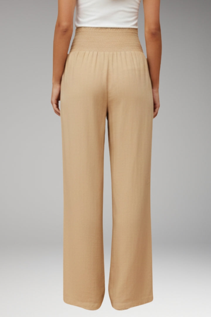 Women's Palazzo Trousers with Wide-Leg Design and Elasticated Waistband
