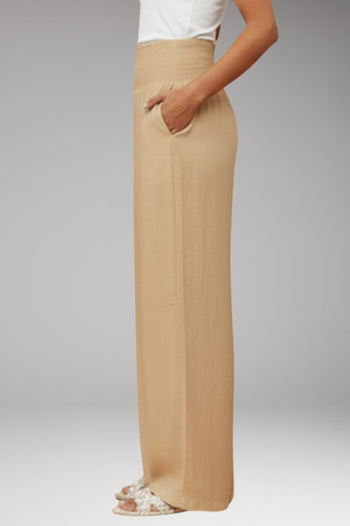 Women's Palazzo Trousers with Wide-Leg Design and Elasticated Waistband
