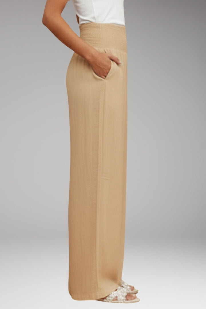 Women's Palazzo Trousers with Wide-Leg Design and Elasticated Waistband