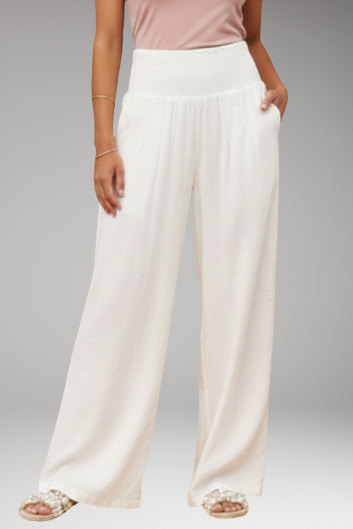 Women's Palazzo Trousers with Wide-Leg Design and Elasticated Waistband
