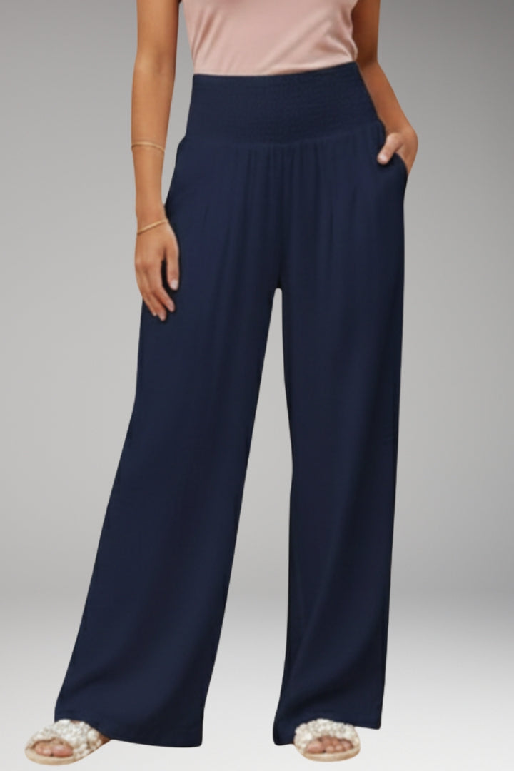 Women's Palazzo Trousers with Wide-Leg Design and Elasticated Waistband