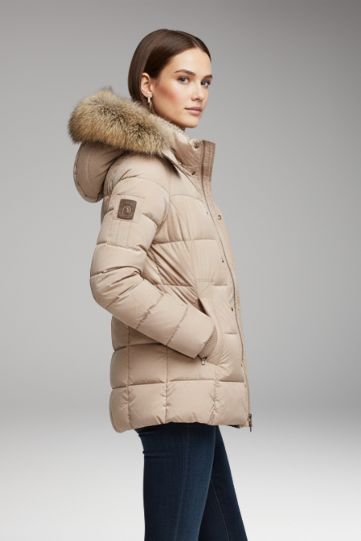 Women’s Parka Jacket with Hood and Padded Interior