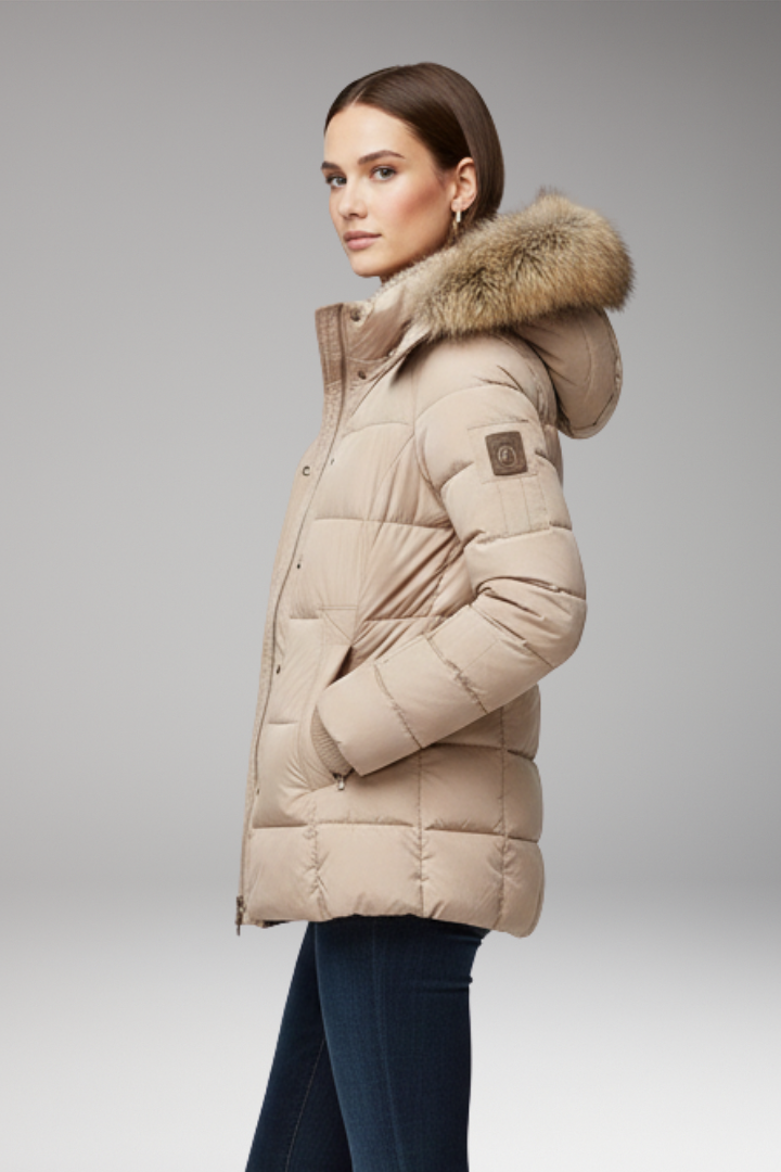 Women’s Parka Jacket with Hood and Padded Interior