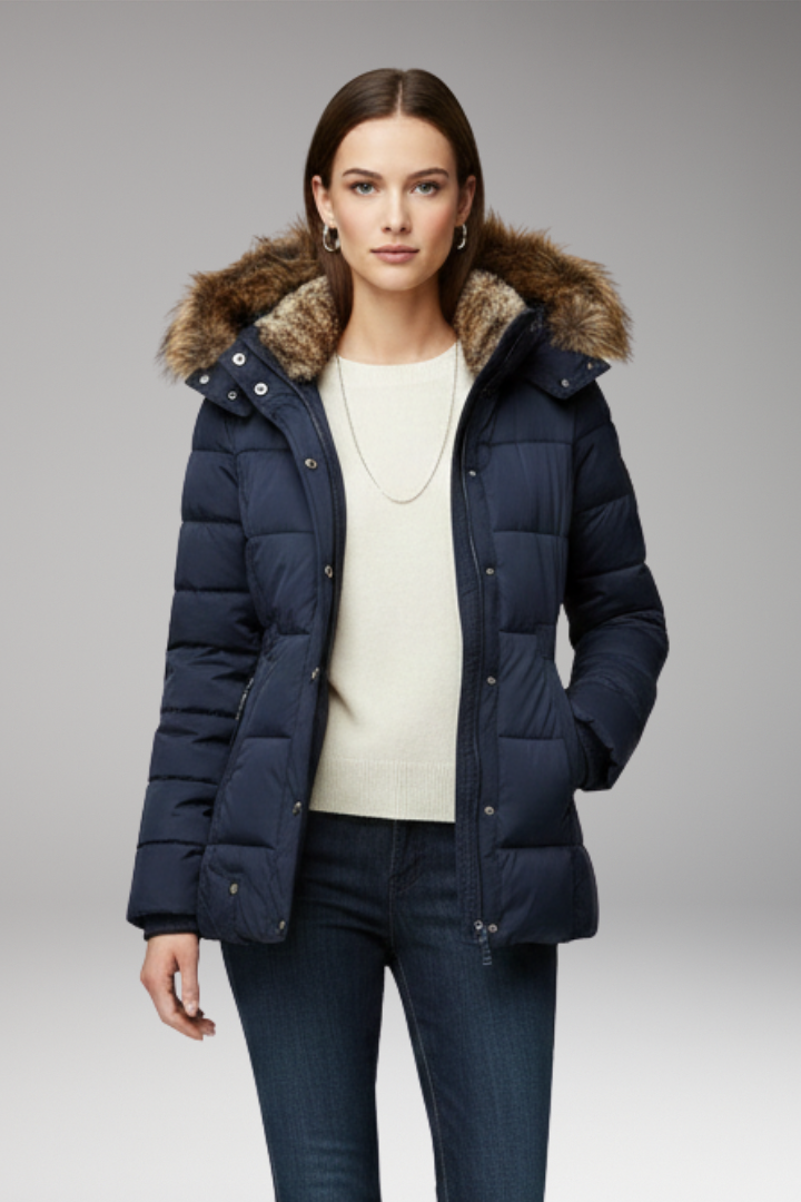 Women’s Parka Jacket with Hood and Padded Interior