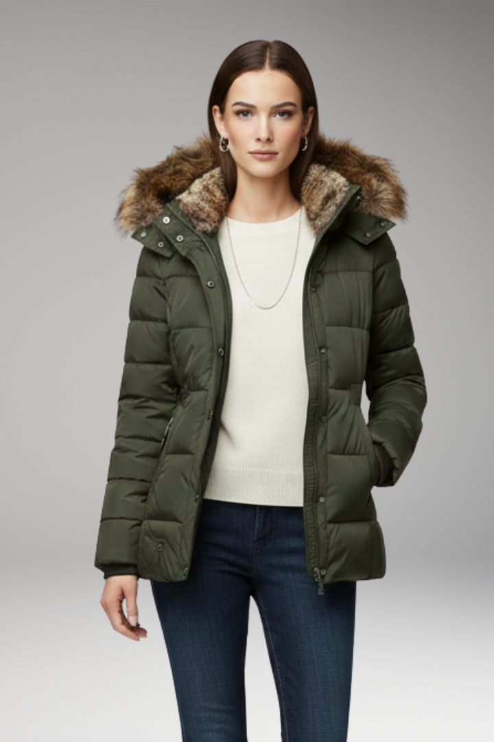 Women’s Parka Jacket with Hood and Padded Interior