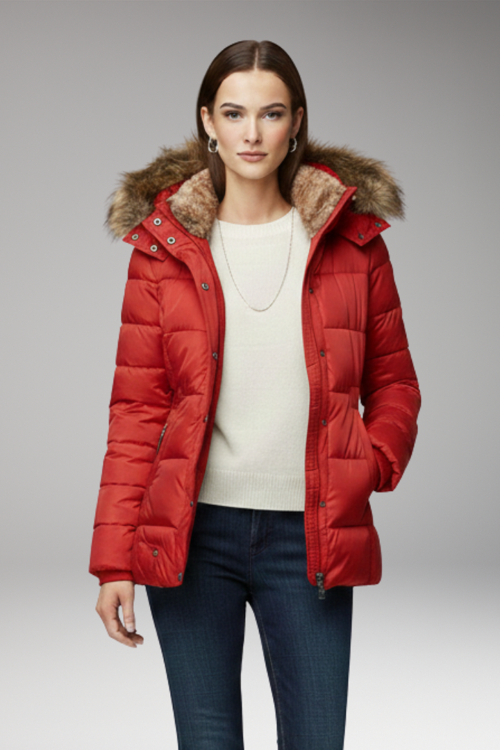 Women’s Parka Jacket with Hood and Padded Interior