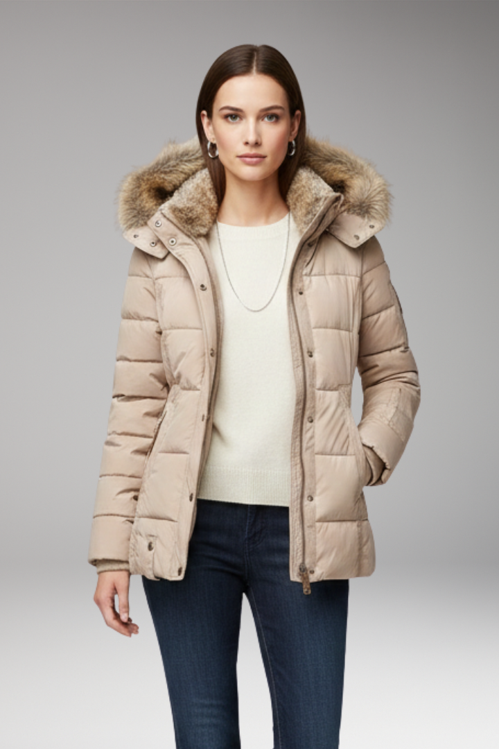 Women’s Parka Jacket with Hood and Padded Interior
