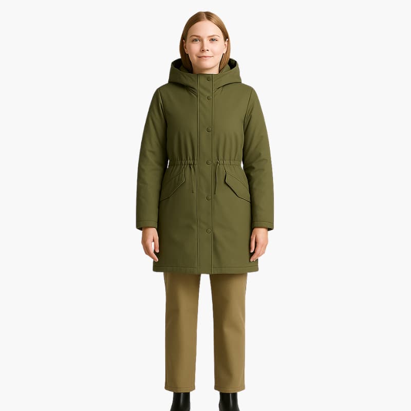 Women’s Parka Jacket with Padded Interior and Zip Closure