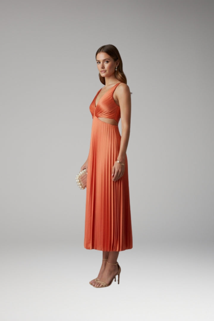 Women's Pleated Satin Dress with Versatile Design and Elegant Look