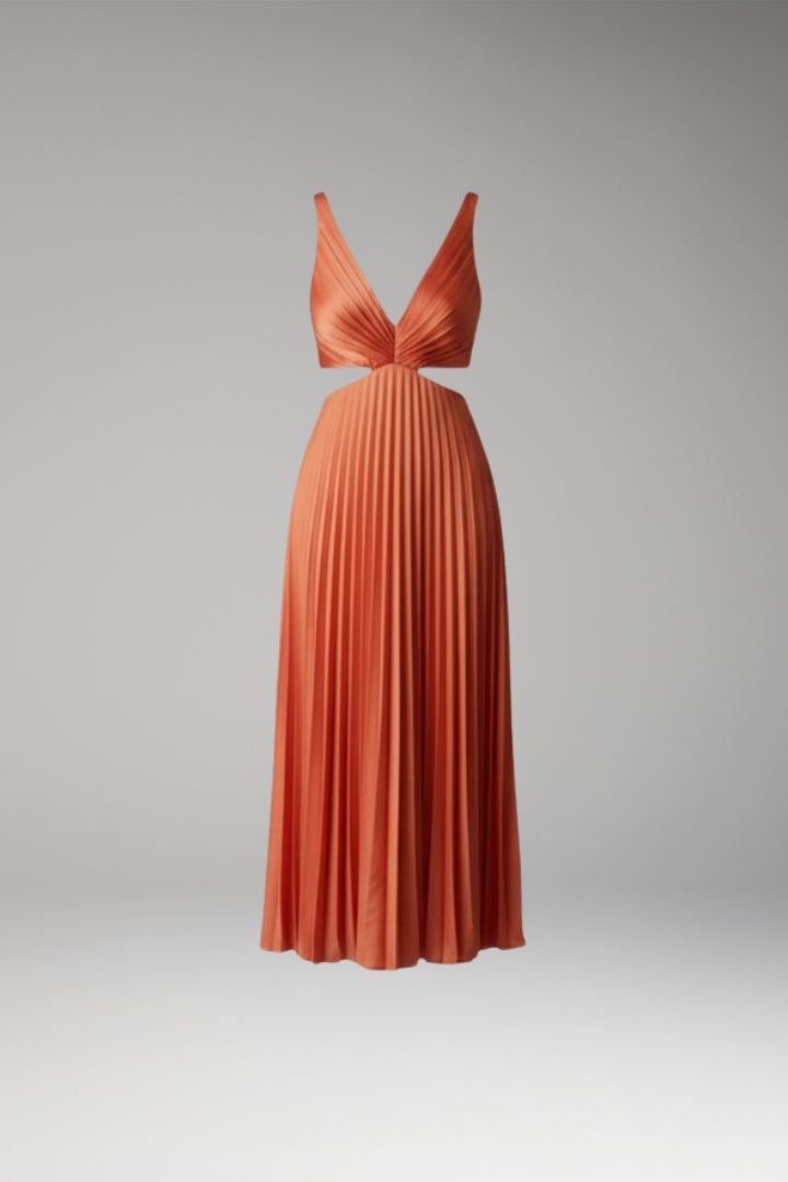 Women's Pleated Satin Dress with Versatile Design and Elegant Look