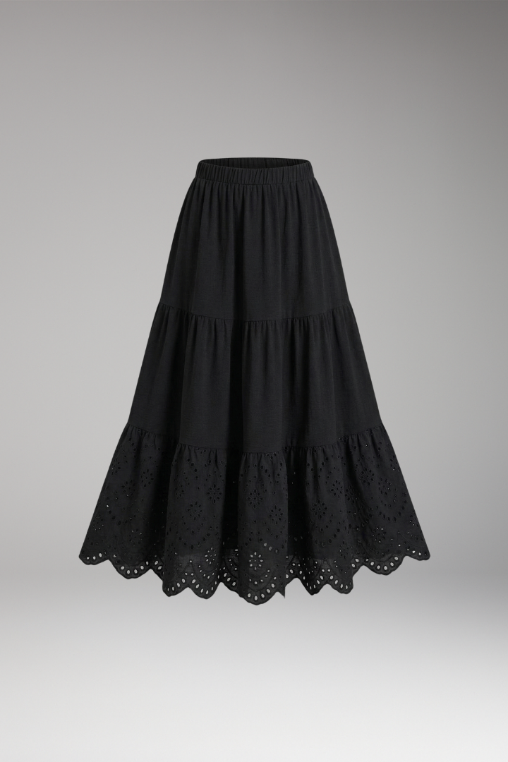 Women's Plus-Size Maxi Skirt with Tiered Layers