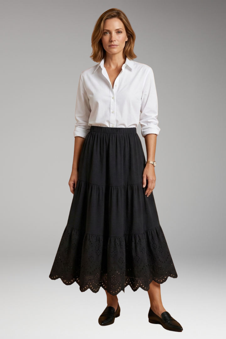 Women's Plus-Size Maxi Skirt with Tiered Layers