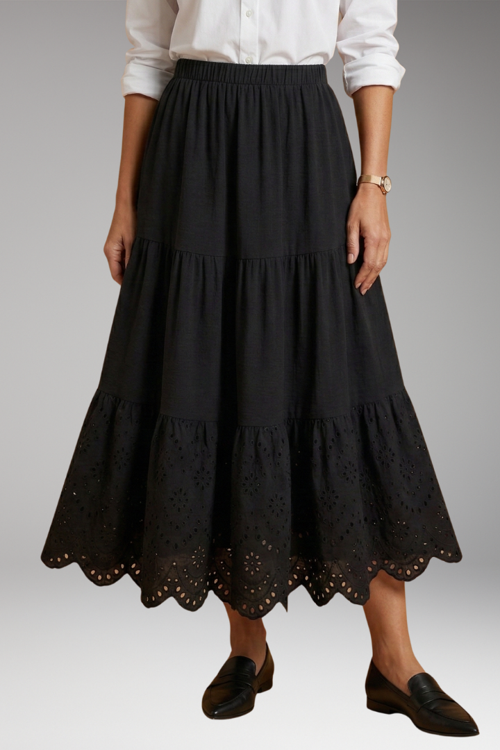 Women's Plus-Size Maxi Skirt with Tiered Layers