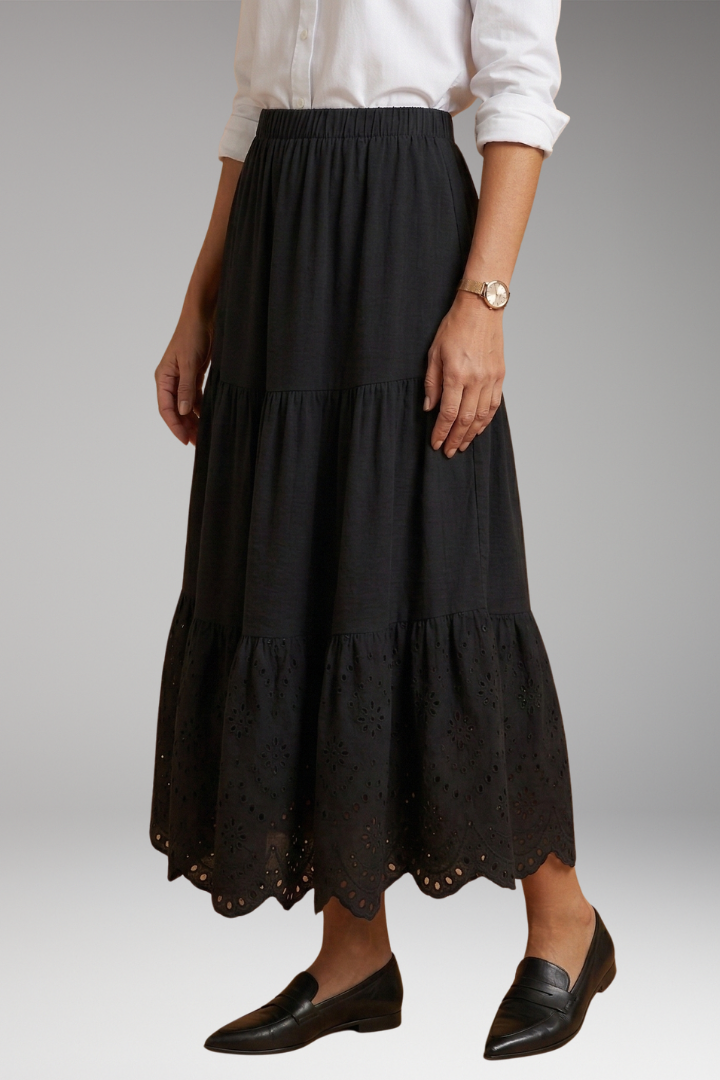 Women's Plus-Size Maxi Skirt with Tiered Layers