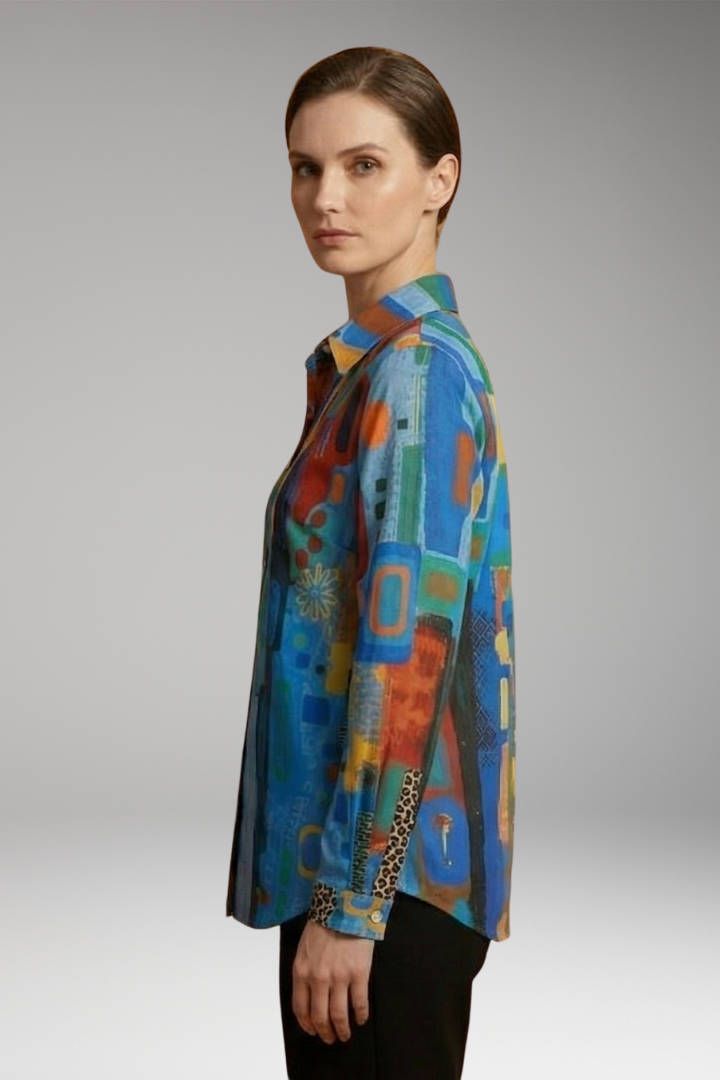 Women's Plus Size Shirt with 3D Floral Print and Long Sleeves