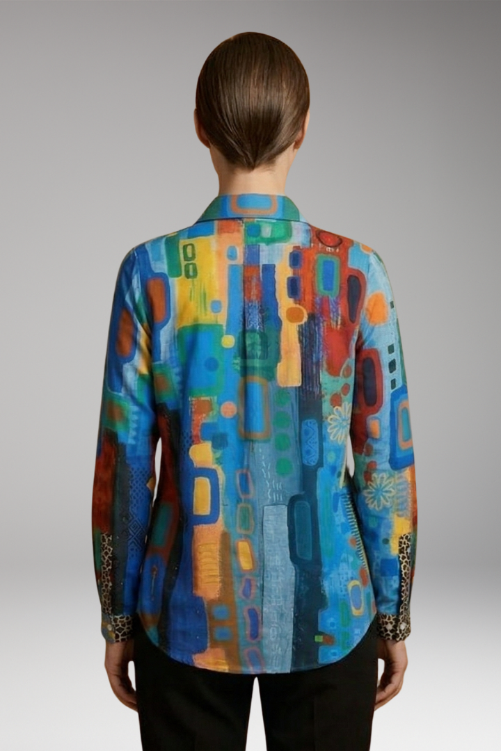 Women's Plus Size Shirt with 3D Floral Print and Long Sleeves