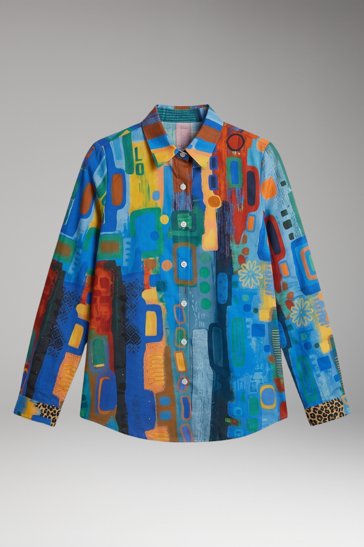 Women's Plus Size Shirt with 3D Floral Print and Long Sleeves