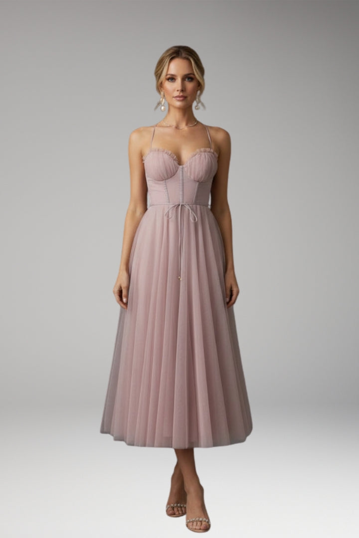 Women's Princess Chiffon Dress with Elegant Straps and Timeless Design