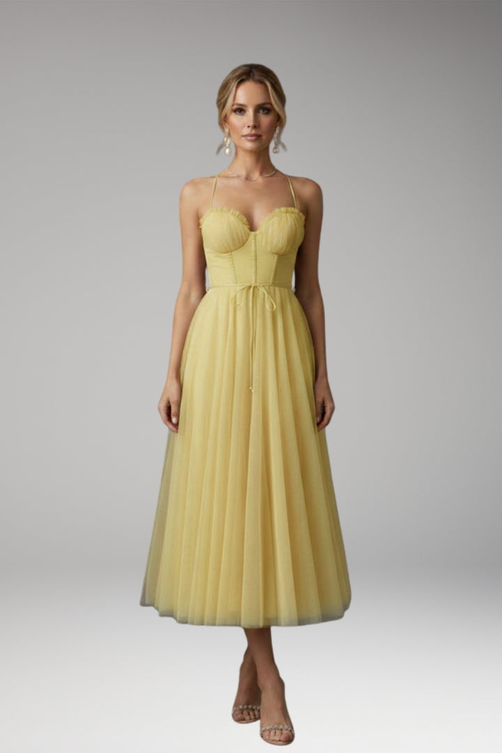 Women's Princess Chiffon Dress with Elegant Straps and Timeless Design