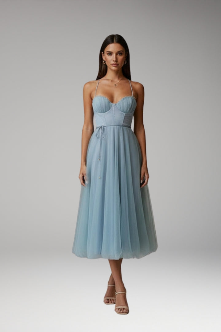 Women's Princess Chiffon Dress with Elegant Straps and Timeless Design
