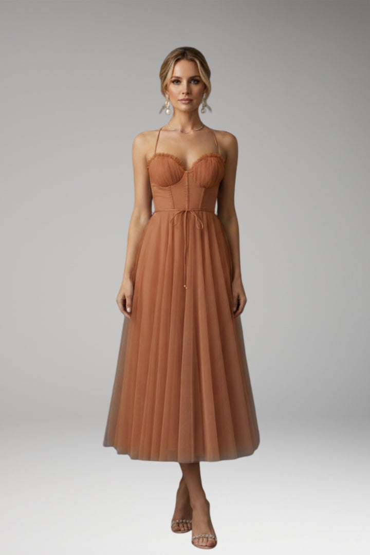 Women's Princess Chiffon Dress with Elegant Straps and Timeless Design