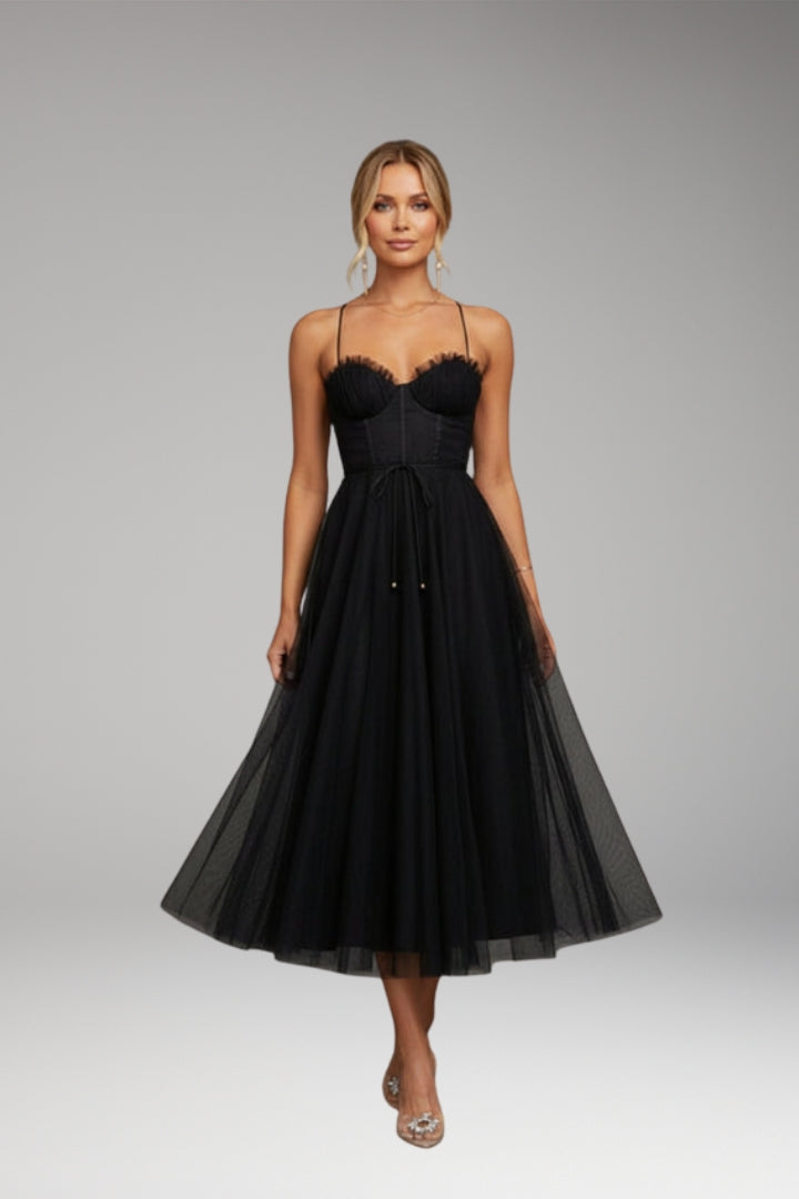 Women's Princess Chiffon Dress with Elegant Straps and Timeless Design