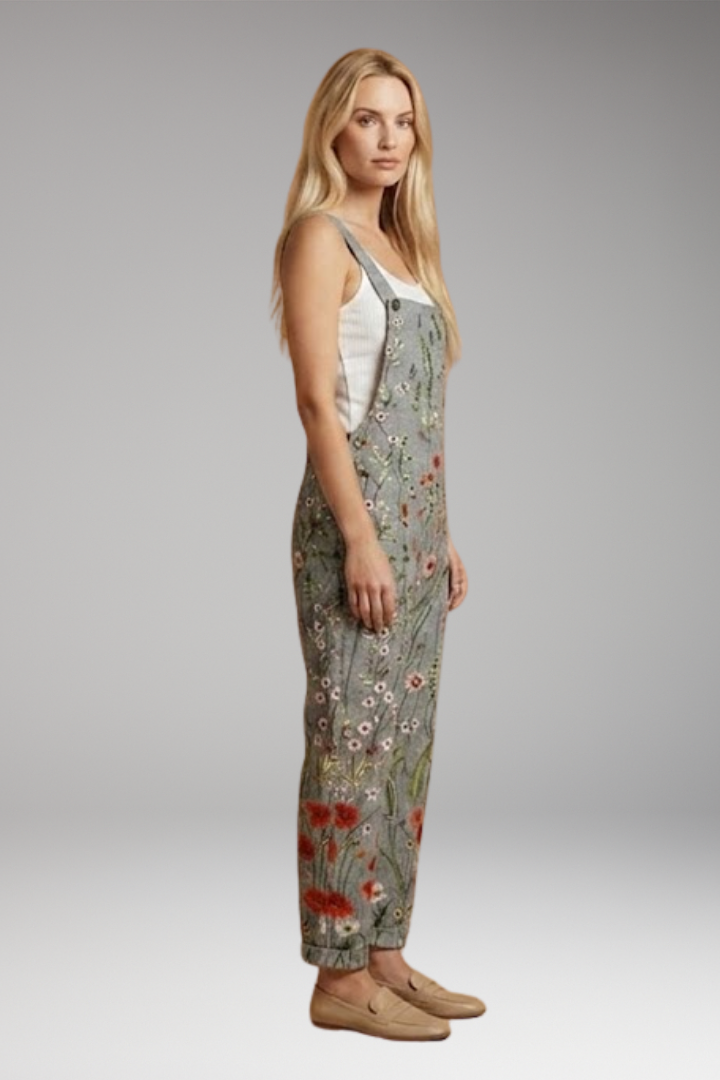 Women's Printed Dungarees with Wide Legs and Comfortable Fit