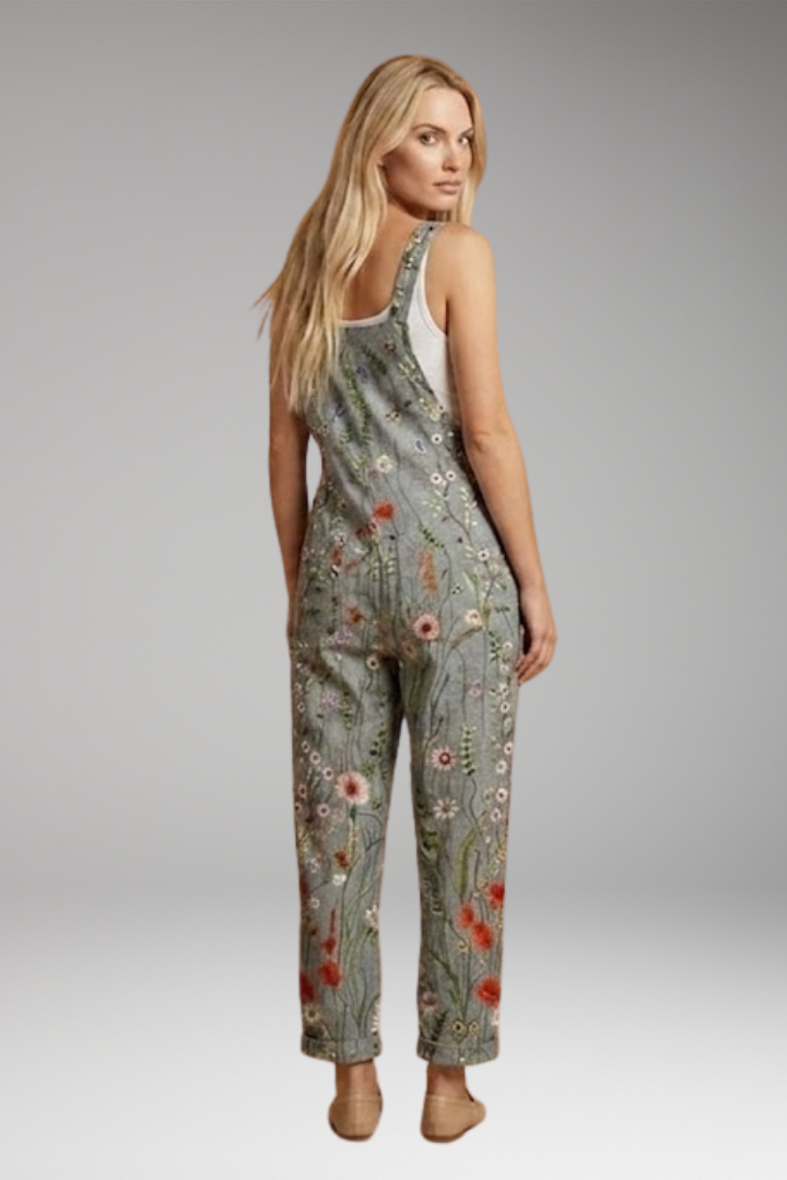 Women's Printed Dungarees with Wide Legs and Comfortable Fit