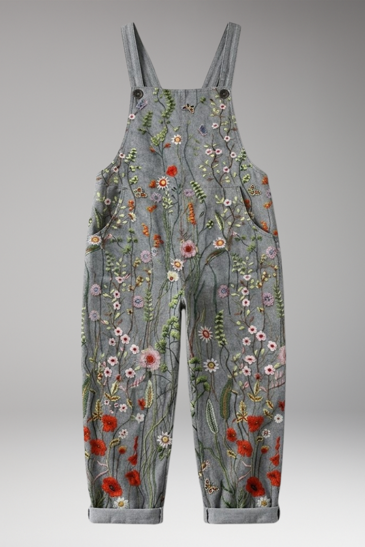 Women's Printed Dungarees with Wide Legs and Comfortable Fit