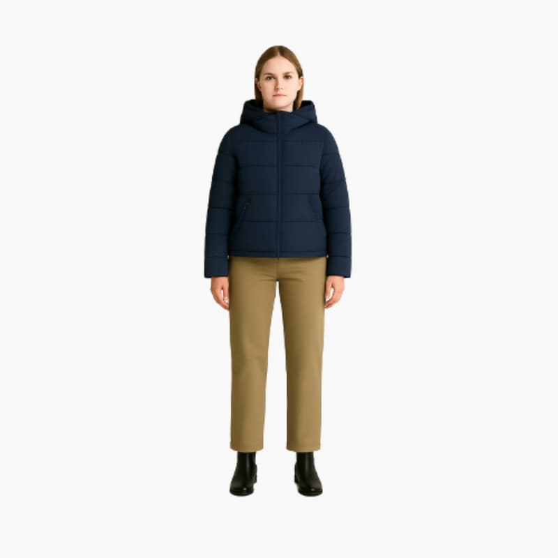 Women’s Puffer Jacket with Padded Insulation and Zip Closure