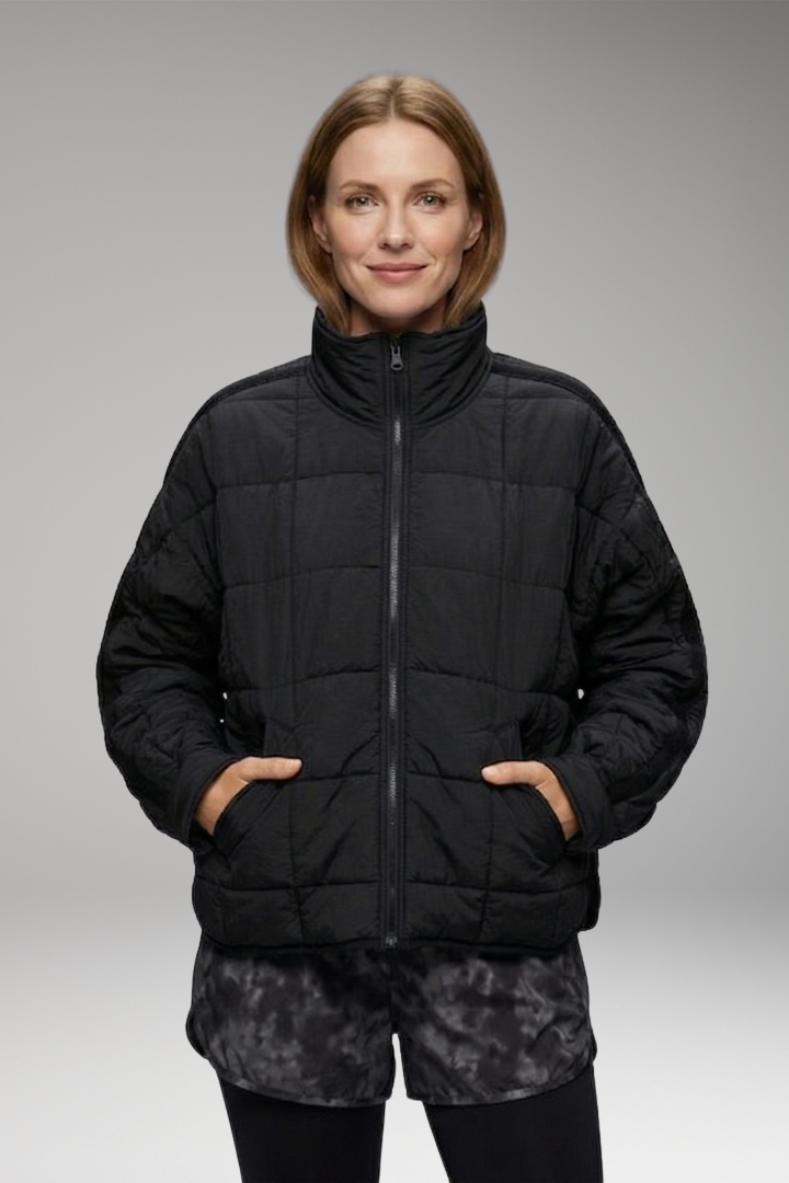 Women's Puffer Jacket with Zip Closure and Side Pockets