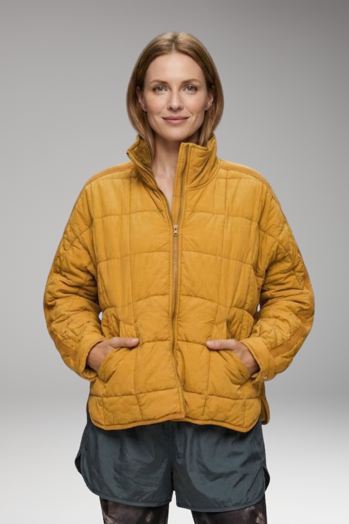 Women's Puffer Jacket with Zip Closure and Side Pockets
