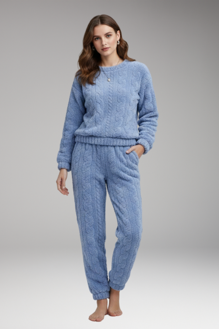 Women’s Pyjama Set with Round Neck and Waistband
