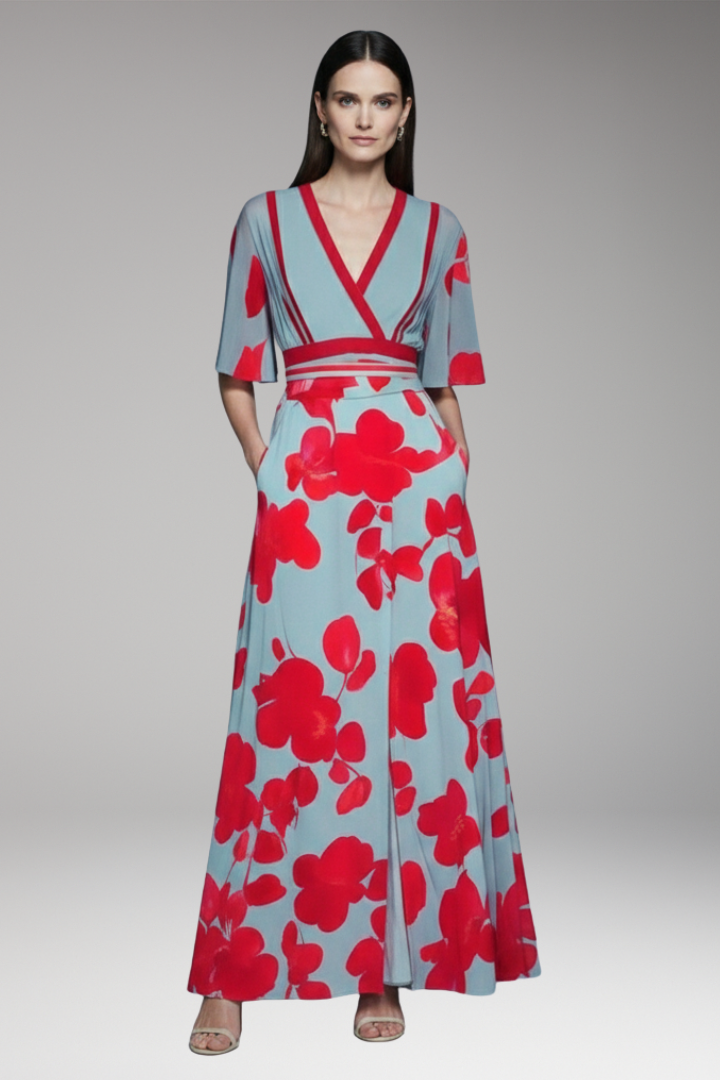 Women's Maxi Dress with Waist Emphasis and Elegant Design