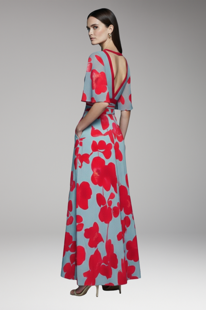 Women's Maxi Dress with Waist Emphasis and Elegant Design
