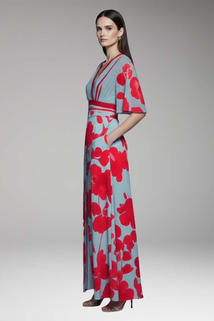 Women's Maxi Dress with Waist Emphasis and Elegant Design