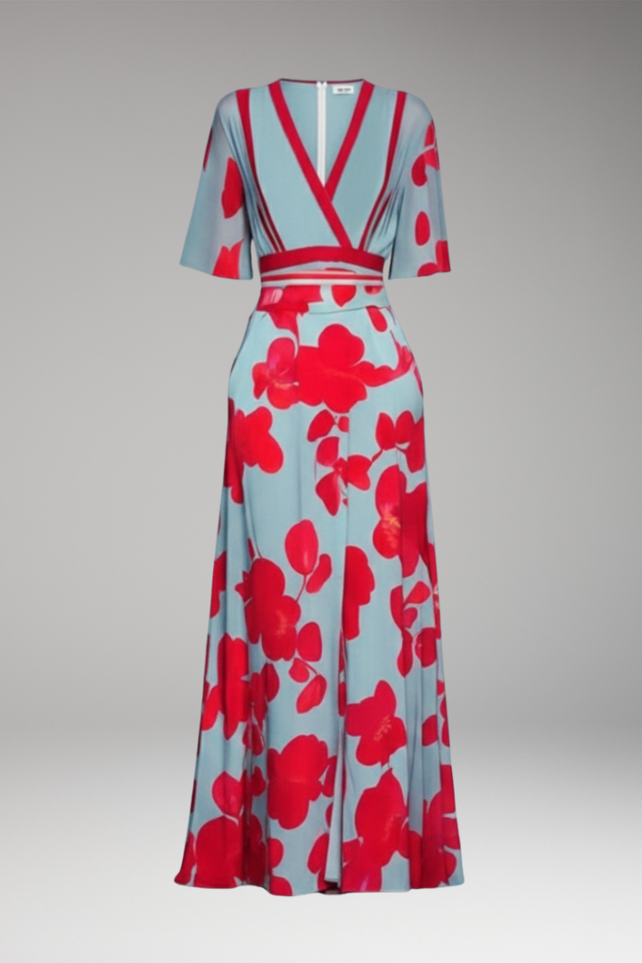 Women's Maxi Dress with Waist Emphasis and Elegant Design