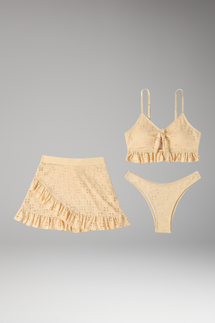 Women's Ruffled Bikini Set with High-Waisted Bottoms