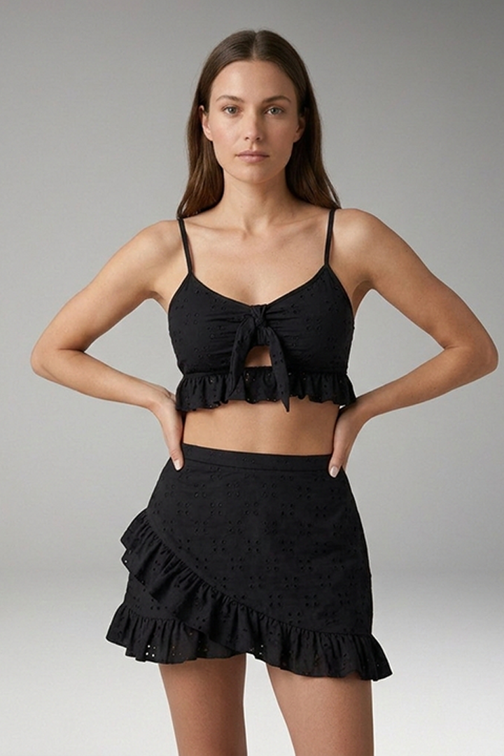Women's Ruffled Bikini Set with High-Waisted Bottoms