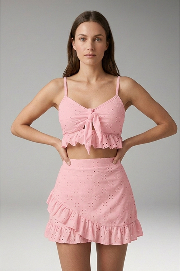 Women's Ruffled Bikini Set with High-Waisted Bottoms