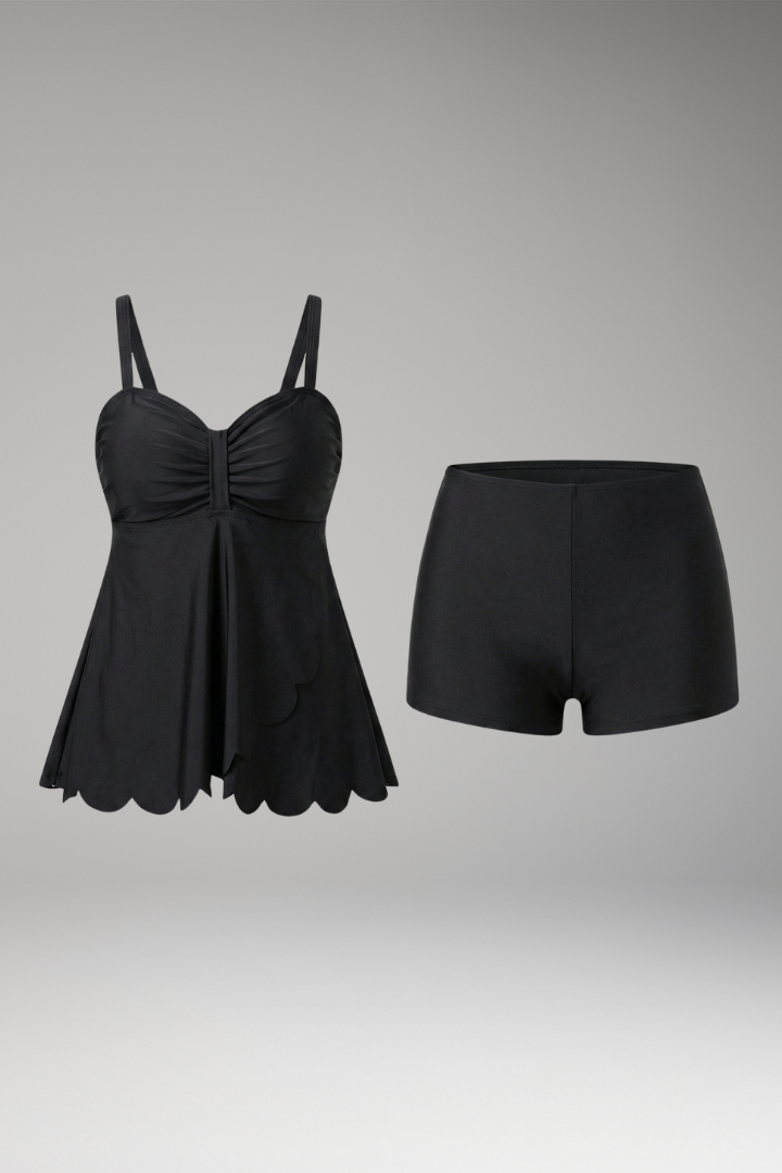 Women's Ruffled Tankini Set with High-Waisted Bottoms