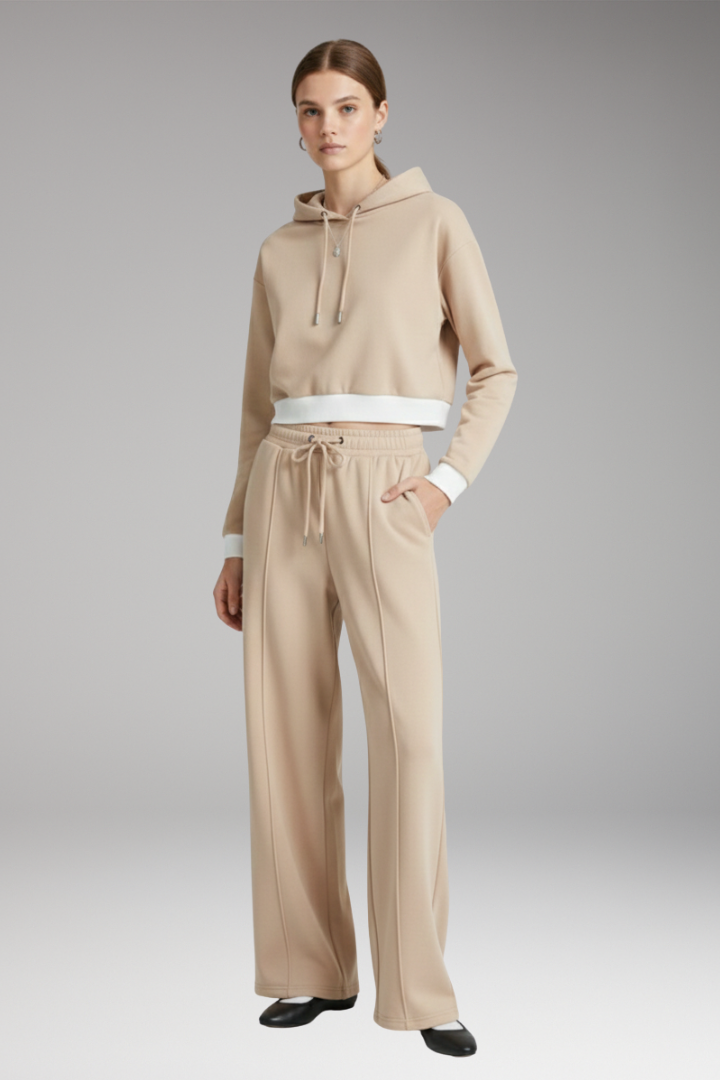 Women's Set with Hooded Top and Wide Pants