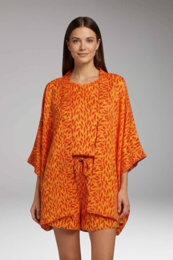 Women's Set with Kimono Top and Drawstring Shorts