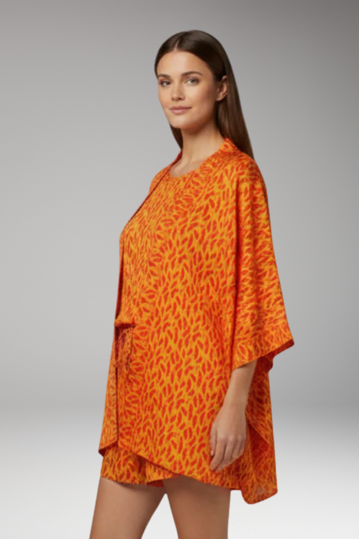 Women's Set with Kimono Top and Drawstring Shorts