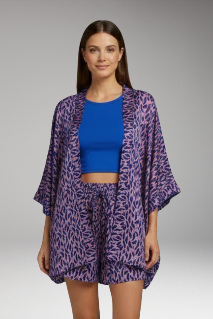 Women's Set with Kimono Top and Drawstring Shorts